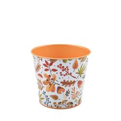 Zink Übertopf Autumn orange D13cm H11.5cm 