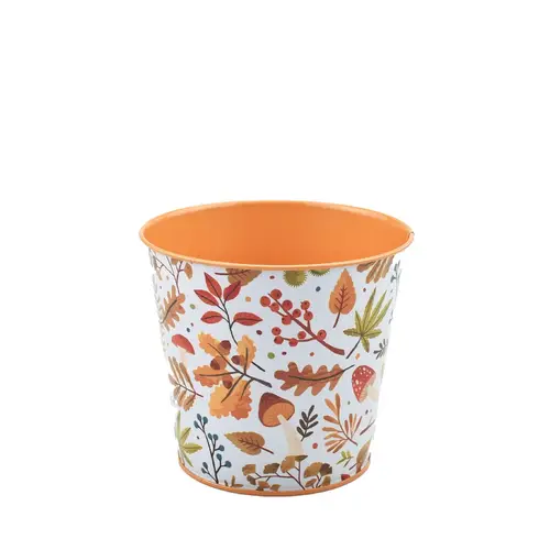 Zink Übertopf Autumn orange D13cm H11.5cm 