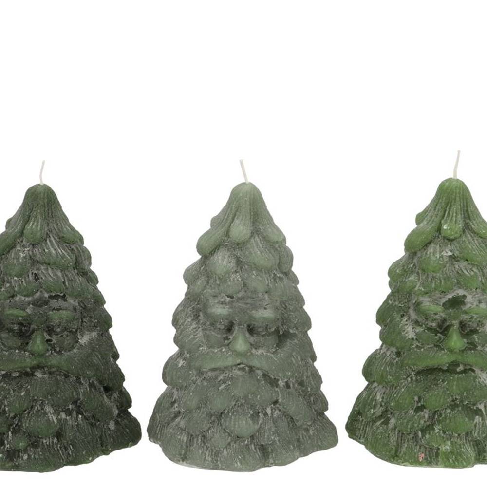 Kerze Baum/Mann mix grün 09x09cm