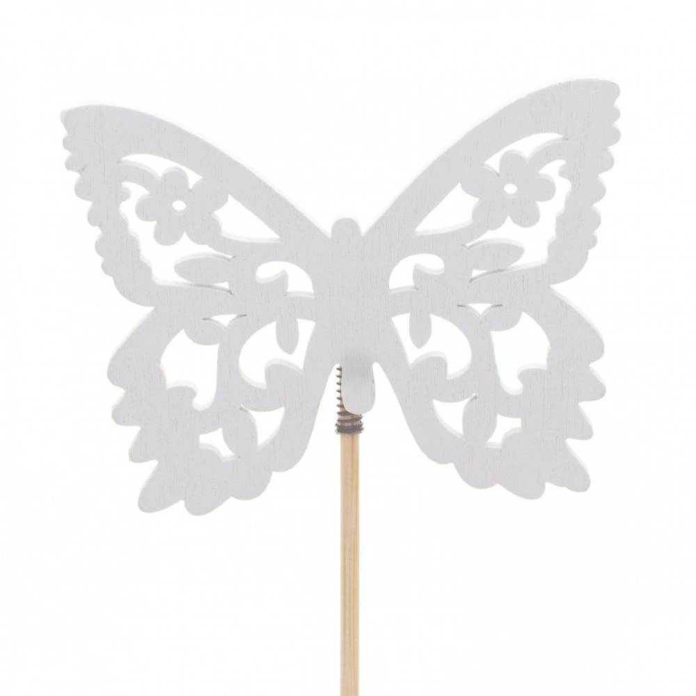 Schmetterling Anna auf Stab weiss D07.5cm L50cm