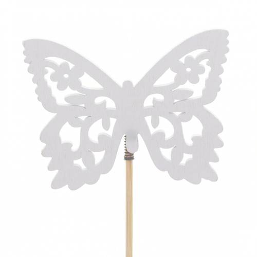 Schmetterling Anna auf Stab weiss D07.5cm L50cm