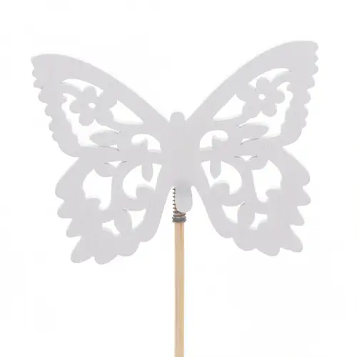 Schmetterling Anna auf Stab weiss D07.5cm L50cm