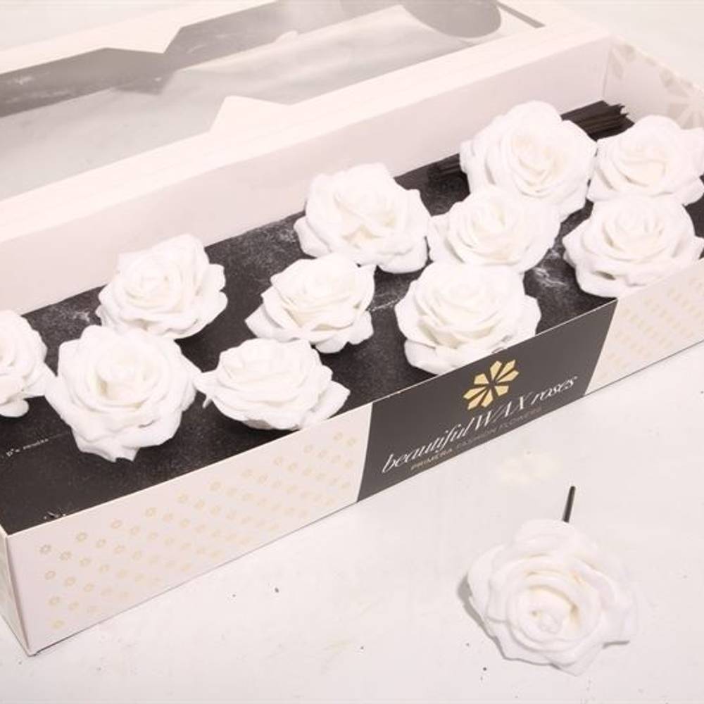 Seiden Wachs Rose weiss schnee d10cm (975)