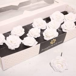 Seiden Wachs Rose weiss schnee d10cm (975)