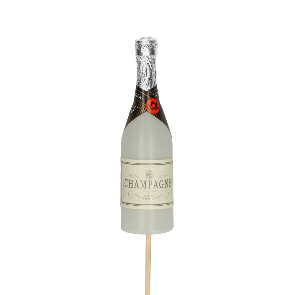 Champagne Flasche auf Stab weiss H50cm 11cm