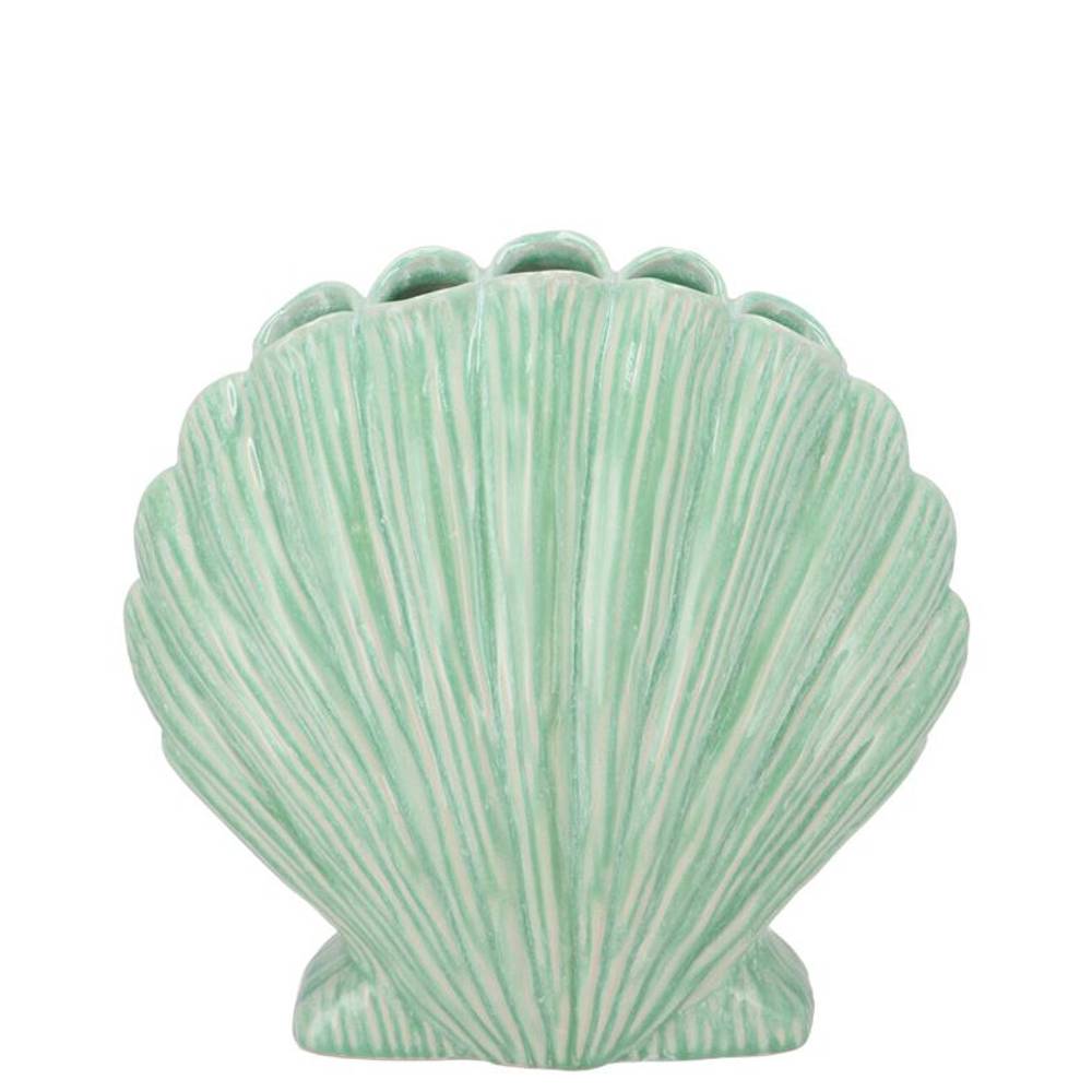 Keramik Vase Jakobsmuschel grun 16x08x16cm