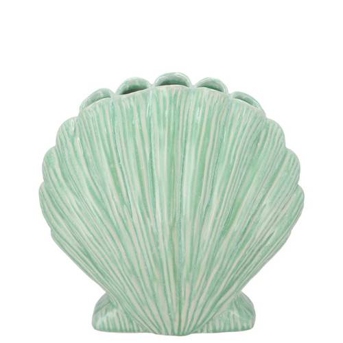 Keramik Vase Jakobsmuschel grun 16x08x16cm