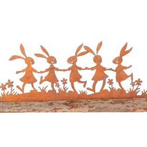 Osterhase auf Holz rostig 24x09cm