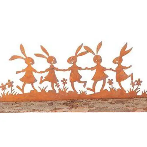 Osterhase auf Holz rostig 24x09cm