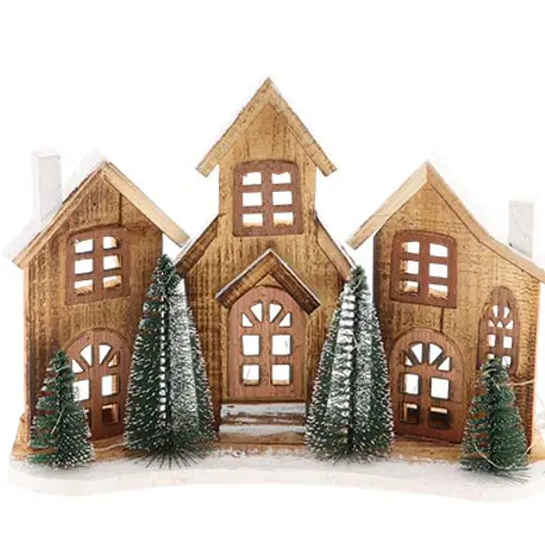 Holz Hausweide LED 38x12x27cm