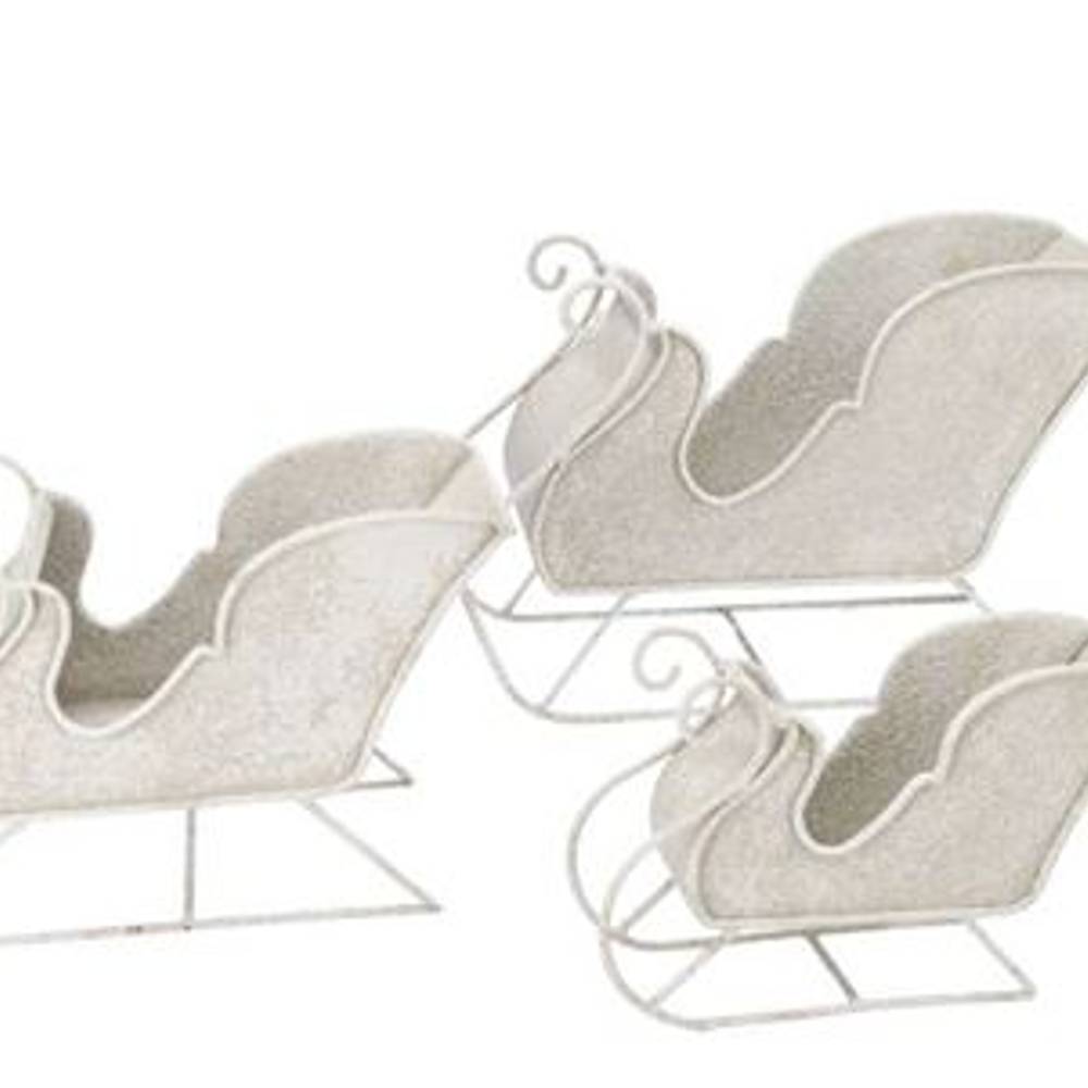 Schlitten weiss 3/Set 40×16×26/29×13×20/24×9×15cm