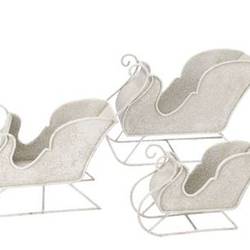Schlitten weiss 3/Set 40×16×26/29×13×20/24×9×15cm