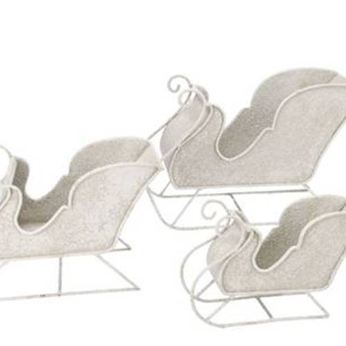 Schlitten weiss 3/Set 40×16×26/29×13×20/24×9×15cm