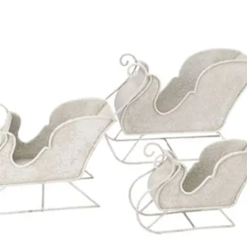 Schlitten weiss 3/Set 40×16×26/29×13×20/24×9×15cm