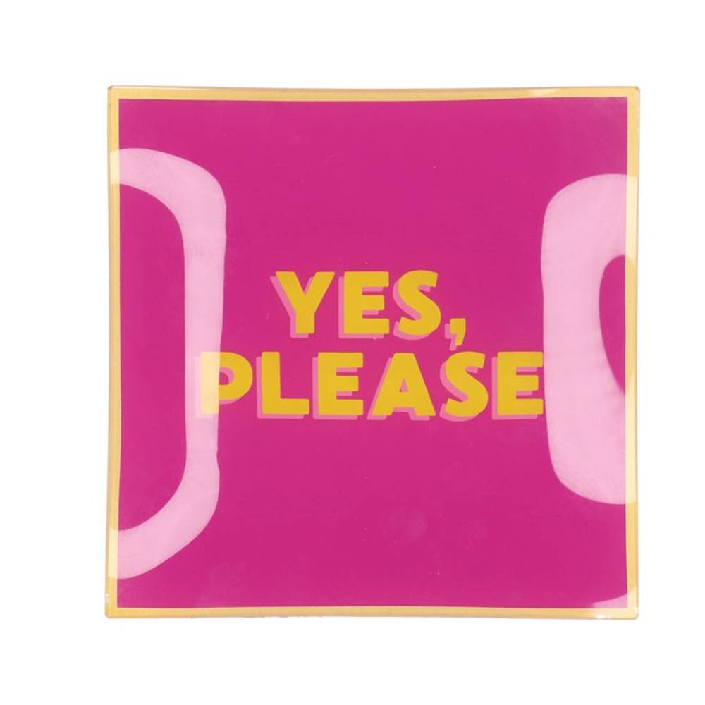 Teller Viereck Yes, Please fuchsia 18x18x02cm