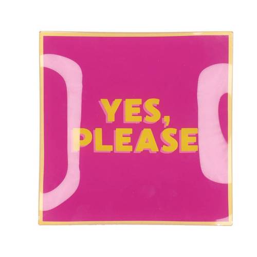 Teller Viereck Yes, Please fuchsia 18x18x02cm