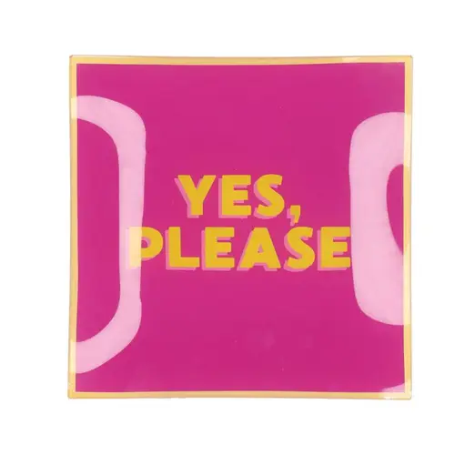 Teller Viereck Yes, Please fuchsia 18x18x02cm
