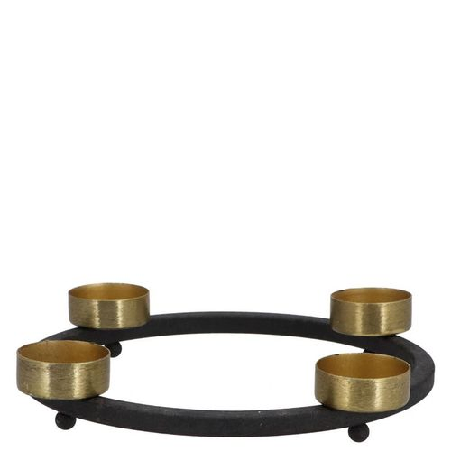 Teelichthalter Ariana schwarz gold 23x23x5cm