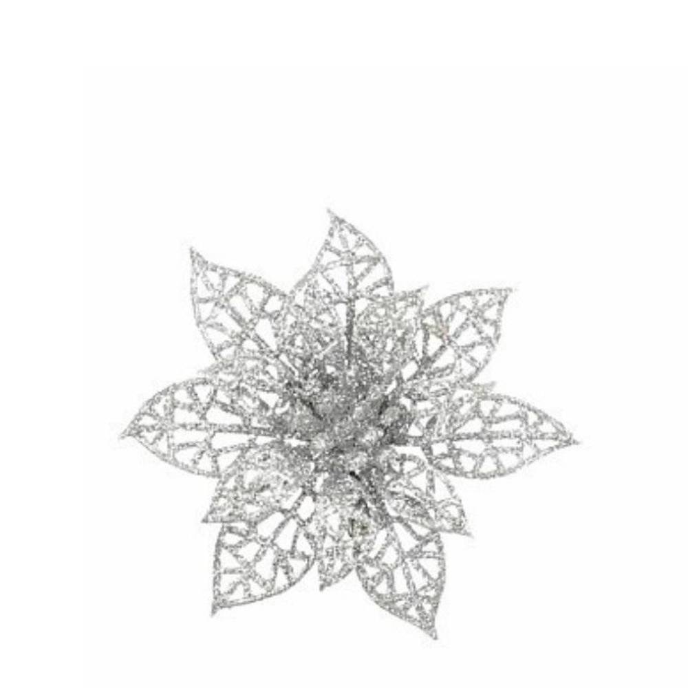 Poinsettia Clip silber 08cm x6