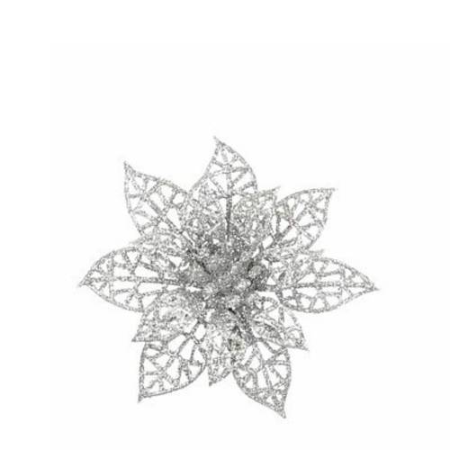 Poinsettia Clip silber 08cm x6
