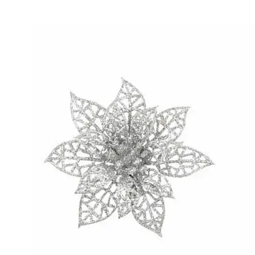 Poinsettia Clip silber 08cm x6