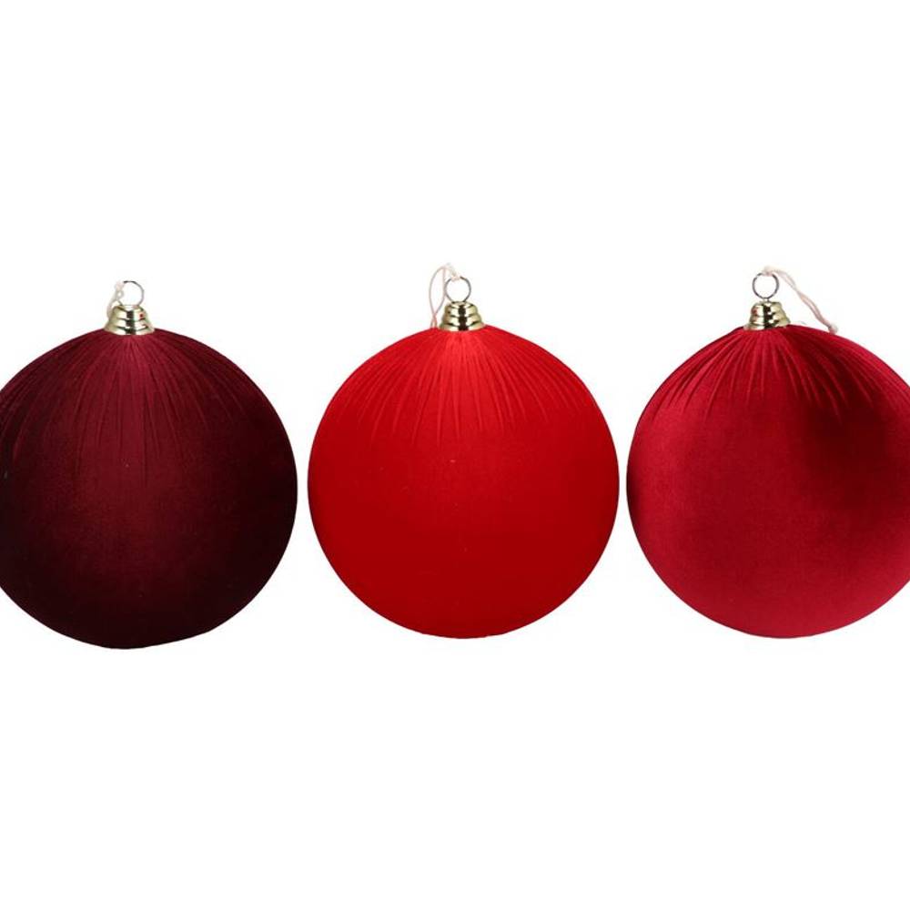 Hänger Kugel Velvet Joyful mix rot 3/Set D20cm