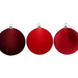 Hänger Kugel Velvet Joyful mix rot 3/Set D20cm