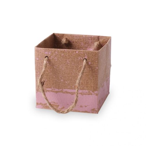 Tasche Kirsten braun/rosa 10x10x10cm