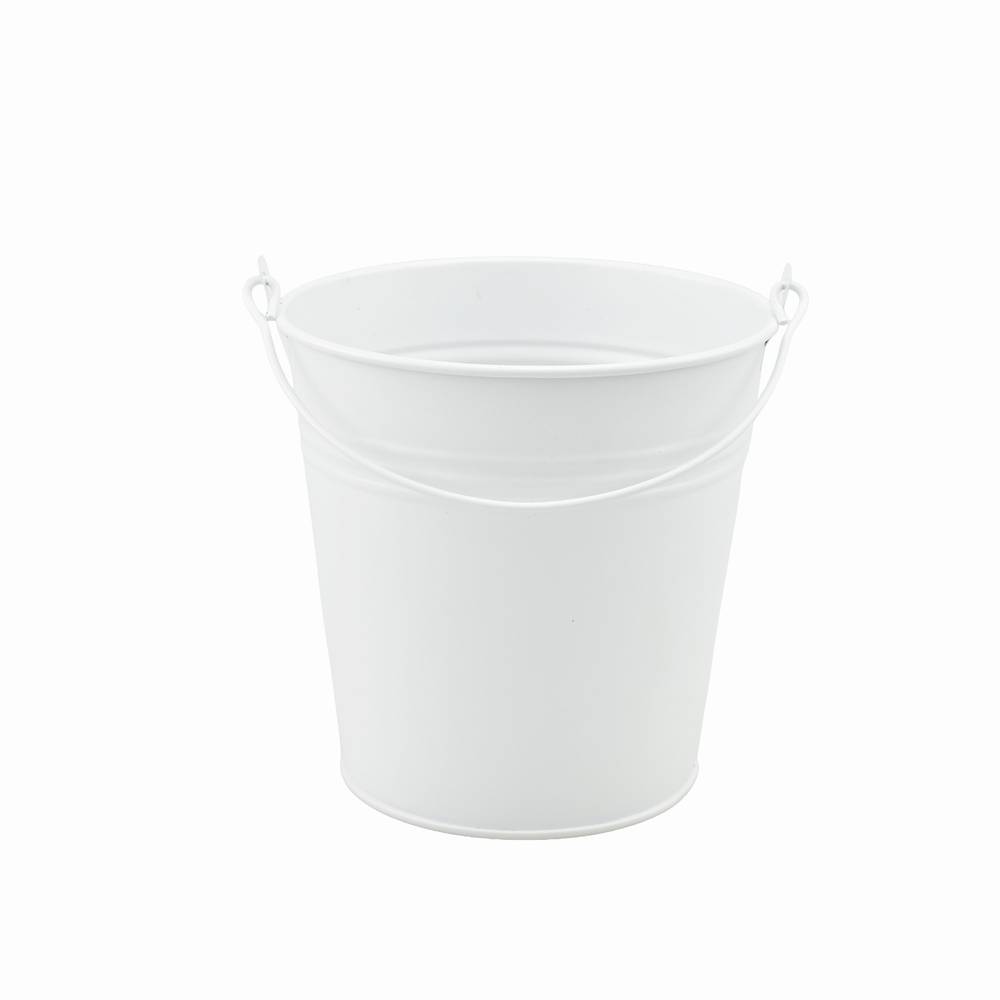 Zink Eimer +Henkel weiss D13cm H13cm