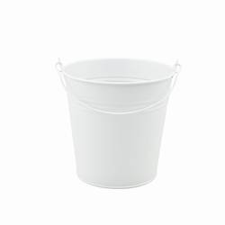 Zink Eimer +Henkel weiss D13cm H13cm