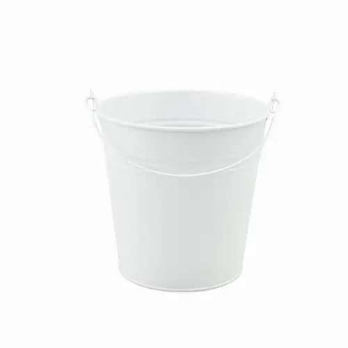 Zink Eimer +Henkel weiss D13cm H13cm