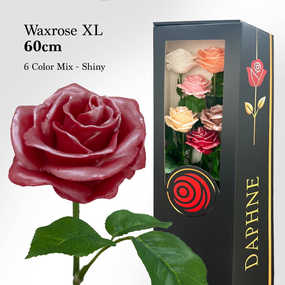 Plastik Wachs Rose auf Stiel mix L60cm