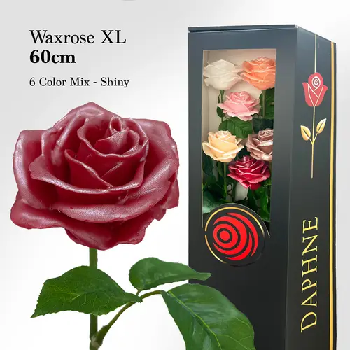 Plastik Wachs Rose auf Stiel mix L60cm