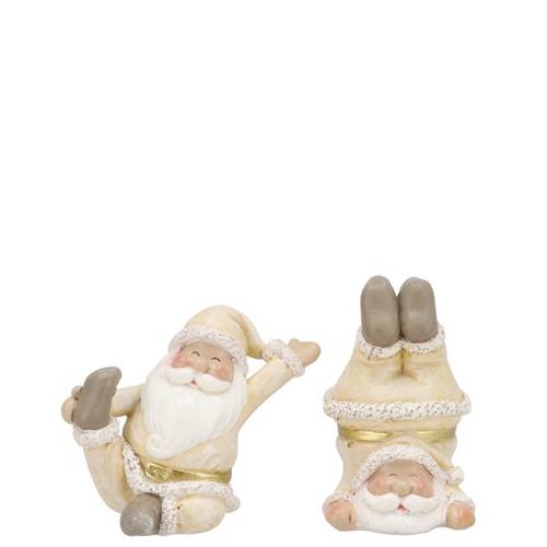 Deko Weihnachtsmann Turnen creme 09x07x08cm