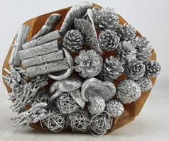 Trocken Mix auf Stab silber +Glitzer L55cm x40