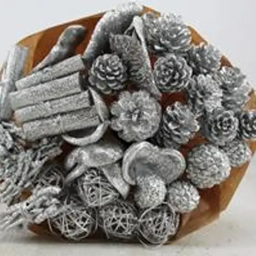 Trocken Mix auf Stab silber +Glitzer L55cm x40