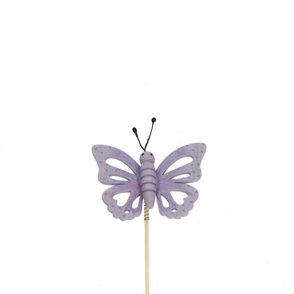 Schmetterling auf Stab lila L12cm 07cm