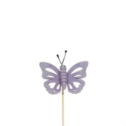 Schmetterling auf Stab lila L12cm 07cm