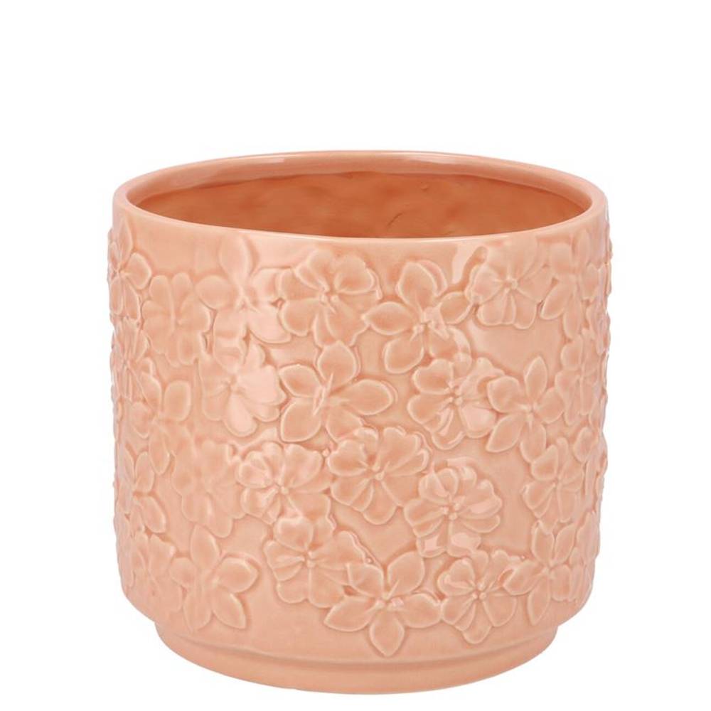 Keramik Übertopf Liv Blumen rosa 14x14x13cm