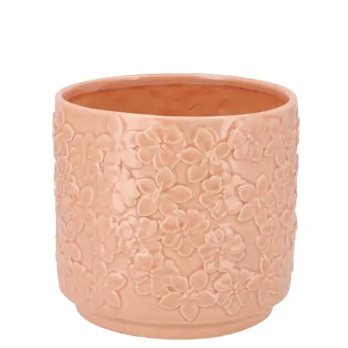 Keramik Übertopf Liv Blumen rosa 14x14x13cm