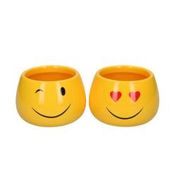 Keramik Übertopf mix Smiley D07/10cm H07cm
