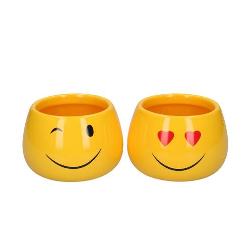 Keramik Übertopf mix Smiley D07/10cm H07cm