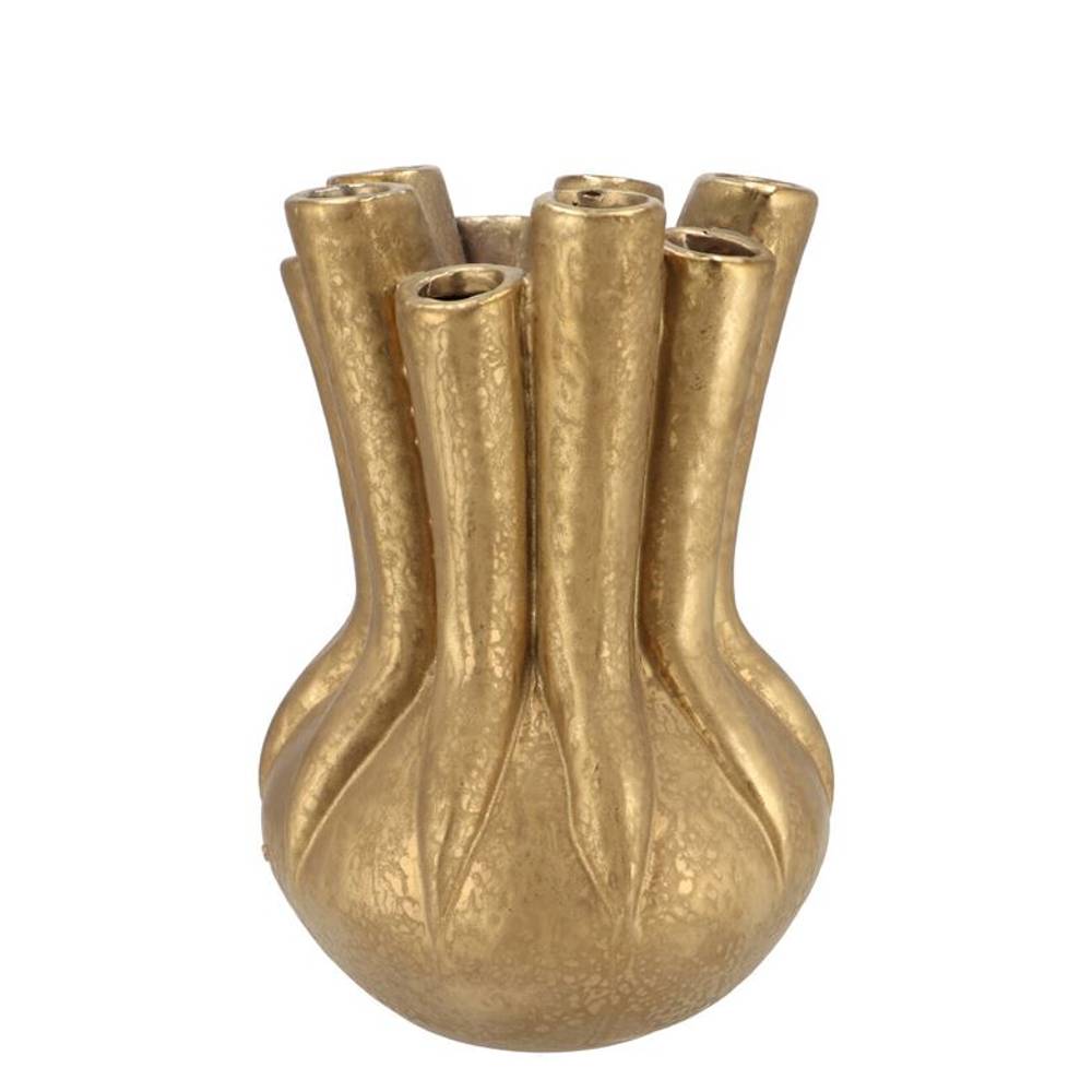 Keramik Vase Mika Rohr gold 18x25cm