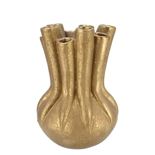 Keramik Vase Mika Rohr gold 18x25cm
