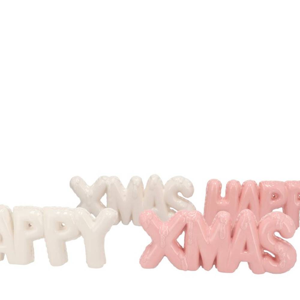 Happy Xmas Jolly rosa/weiss mix 31x04x11cm