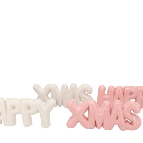 Happy Xmas Jolly rosa/weiss mix 31x04x11cm