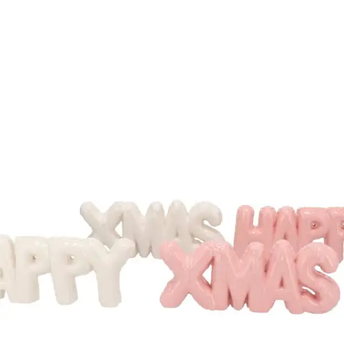 Happy Xmas Jolly rosa/weiss mix 31x04x11cm