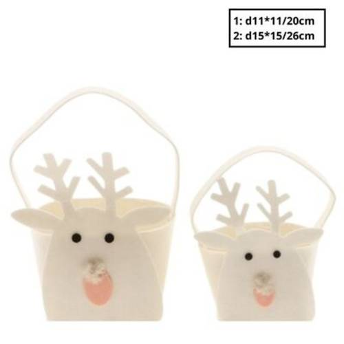 Tasche Rentier Filz weiss S/2 15x15/26cm