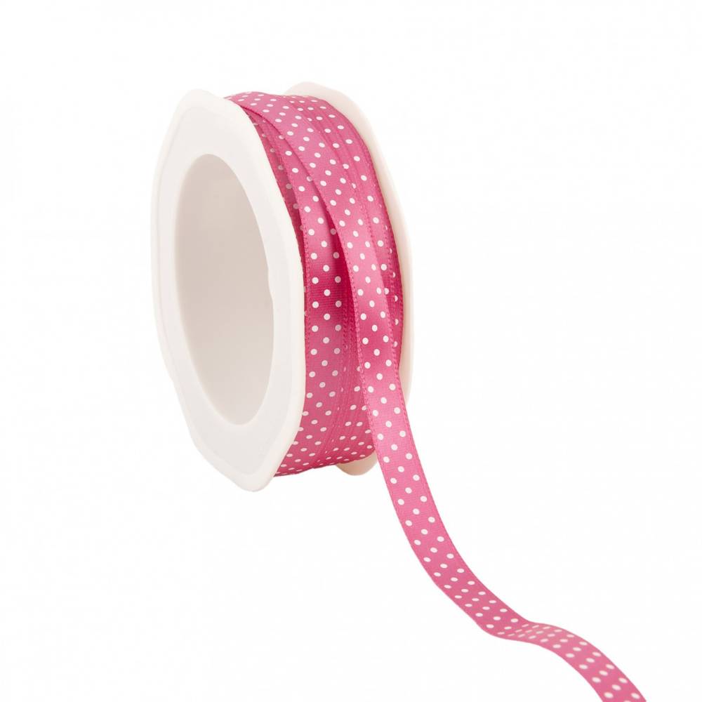 Band Satin Dots rosa/weiss 10mm 25m