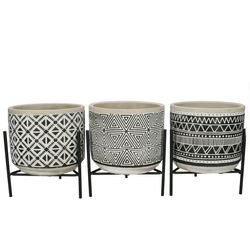 Keramik Übertopf/Fuss Inca grau mix D14cm H12cm
